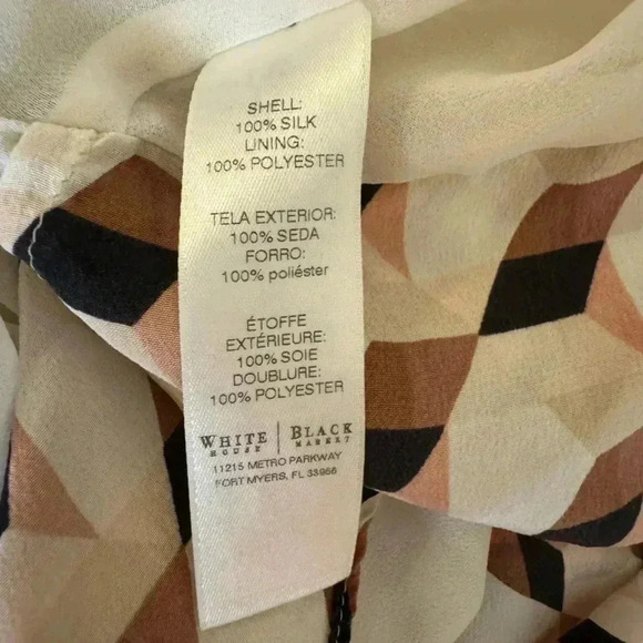 NWOT WHBM | 100% Silk High-Low Geometric Print Blouse (S) - Picture 5 of 5